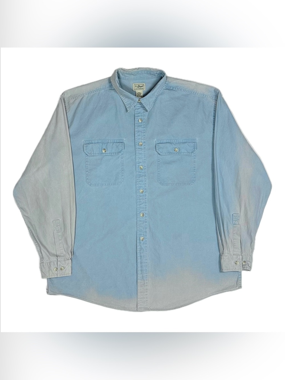 LL Bean 0 FCW7 100% cotton light blue‎ Sunwashed canvas button up shirt mens XL